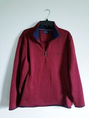 Nautica Men’s Burgundy Half-Zip Sweater with Navy Trim